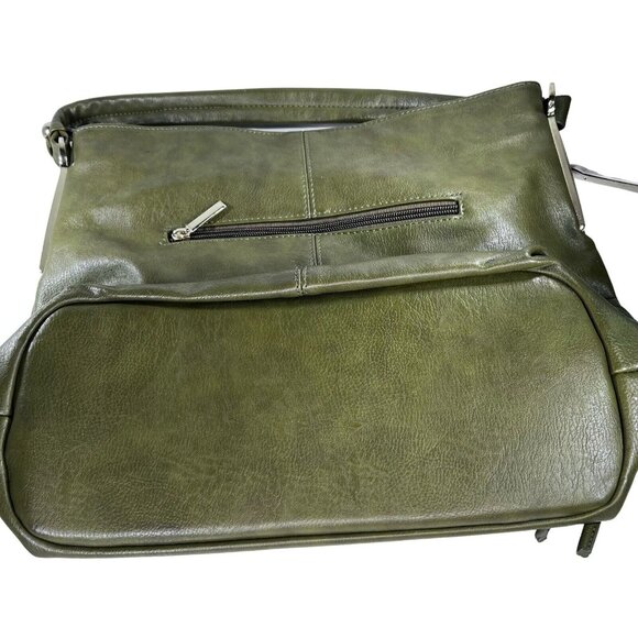 Charming Charlie Womens Green Hobo Handbag Shoulder Bag Purse Striped Lining - Picture 3 of 14